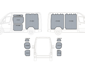 Kit rivestimenti laterali in alluminio mandorlato MERCEDES SPRINTER L2-H2 dal 2018 lung. tot. 5932 passo 3924 Traz Anteriore
