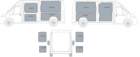Kit rivestimenti vano di carico in polipropilene CITROEN JUMPER L3-H2 dal 2006 al 2022 passo L3 4035 Long. Tot. 5998 tetto H2 (medio)