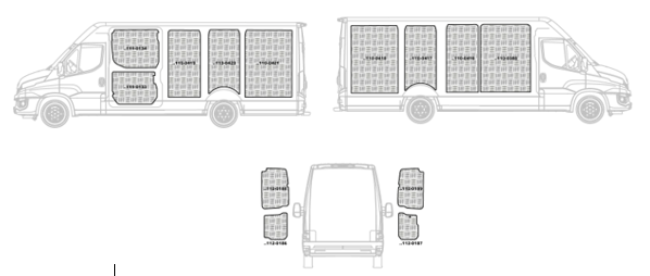 Kit rivestimenti vano di carico alluminio mandorlato CITROEN JUMPER L1-H2 dal 2006 al 2022 passo L1 3000 Long. Tot. 4963 tetto H2 (basso)
