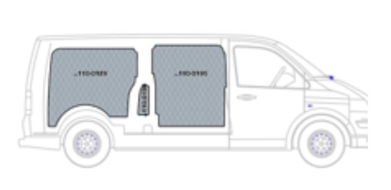 Kit rivestimenti vano di carico in polipropilene VOLKSWAGEN TRANSPORTER L2-H1 dal 2003 passo 3400 tetto H1 (basso)