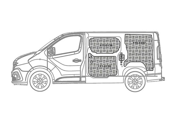 Kit rivestimenti laterali in alluminio mandorlato CITROEN JUMPY L2-H2 dal 2007 passo 3122 tetto H2