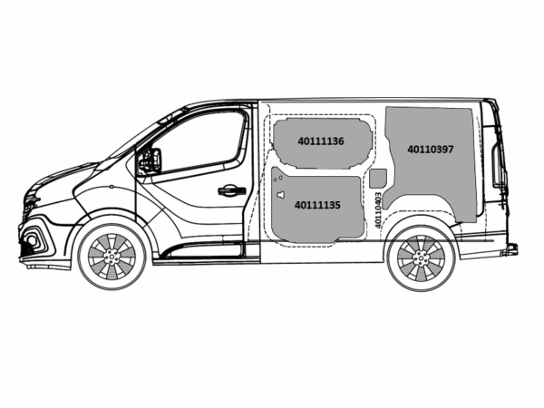 Kit rivestimenti laterali in alluminio liscio NISSAN INTERSTAR L2-H2 dal 2010 passo 3682 lung.tot 5575 H 2500
