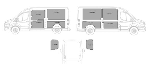 Kit rivestimento vano di carico alluminio mandorlato FORD TRANSIT L3-H3 dal 2014 Lung. Tot. 5981 L3(PASSO 3750) ALT 2760 H3