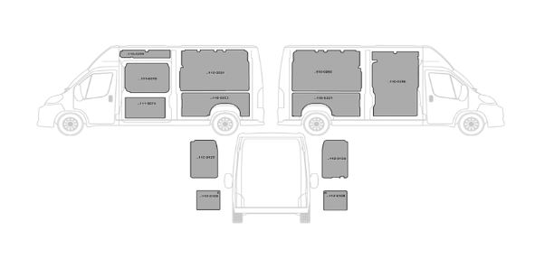 Kit rivestimenti laterali in alluminio liscio CITROEN JUMPER L3-H3 dal 2006 al 2022 passo L3 4035 Long. Tot. 5998 tetto H3 (alto)